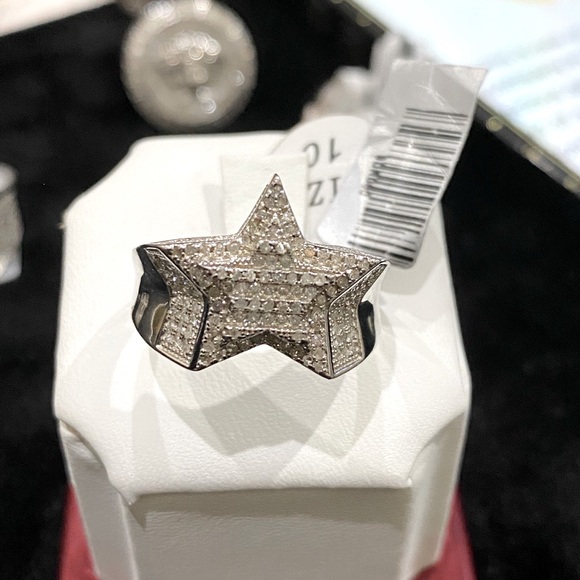 10k white gold vermeil Real diamond championship star ring not CZ! Best seller! - Picture 1 of 5